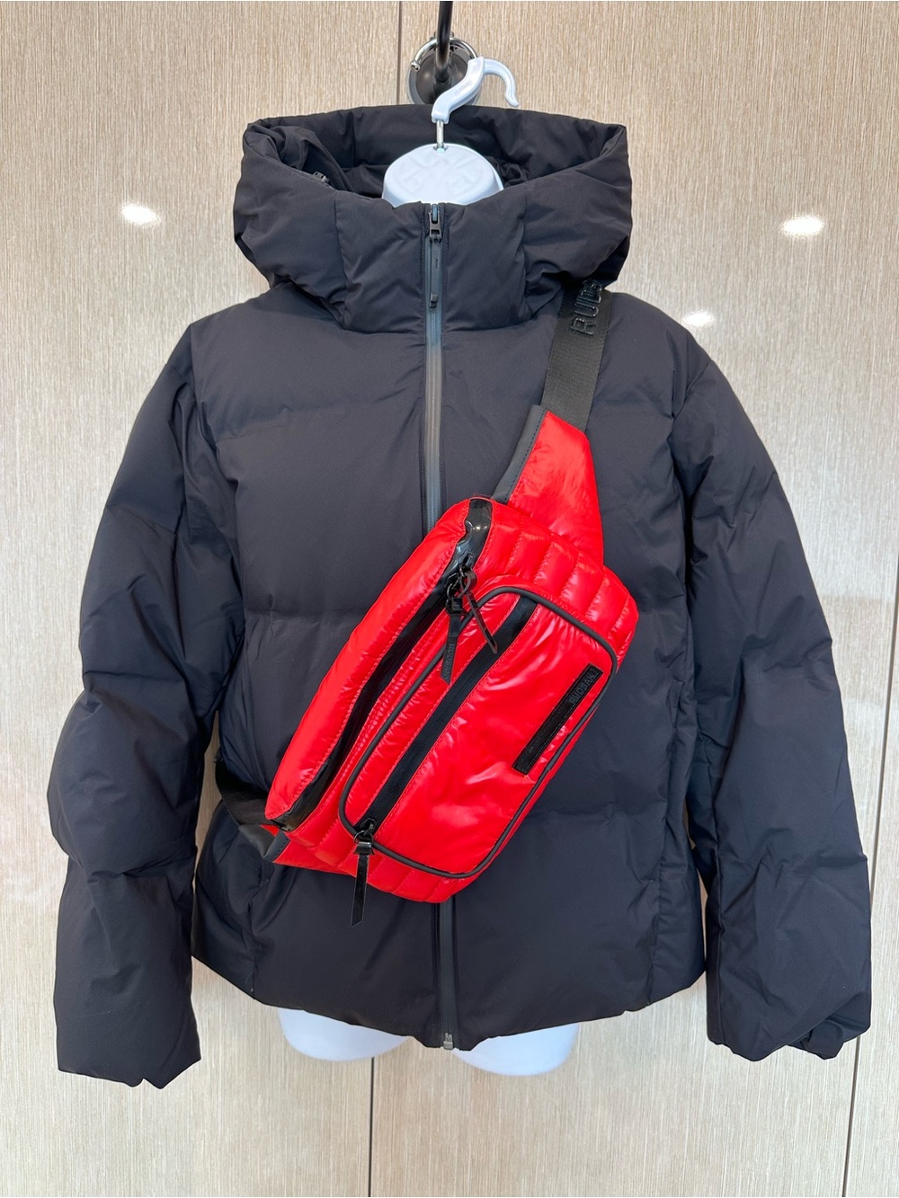 NWT RUDSAK Red Quilted Puffer Belt Bag Crossbody Travel
